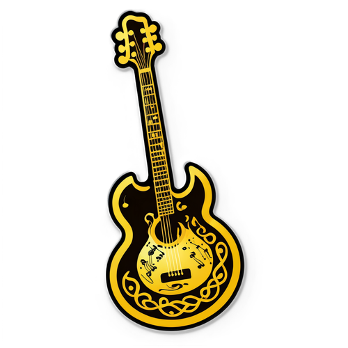 Gouden Oorbel Gitaar Sticker