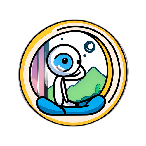 可爱简笔画小人坐窗边