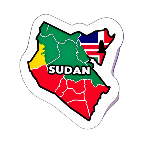 Aufkleber mit einer Karte von Sudan, die die kulturelle Vielfalt des Landes hervorhebt