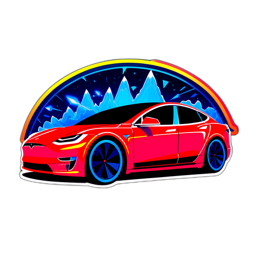 Tulevaisuuden Tesla auto neon-taustalla