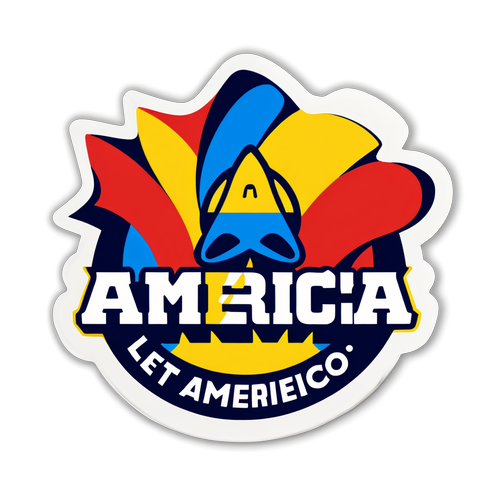 Diseño de un sticker con el logo del Club América y la frase '¡Vamos América!' en letras coloridas.