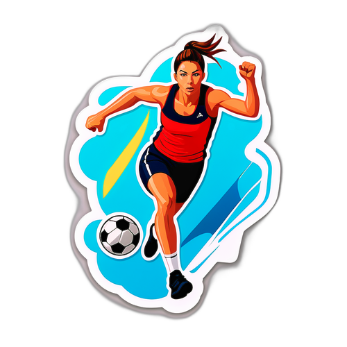 O etichetă cu un fotbalist în mișcare