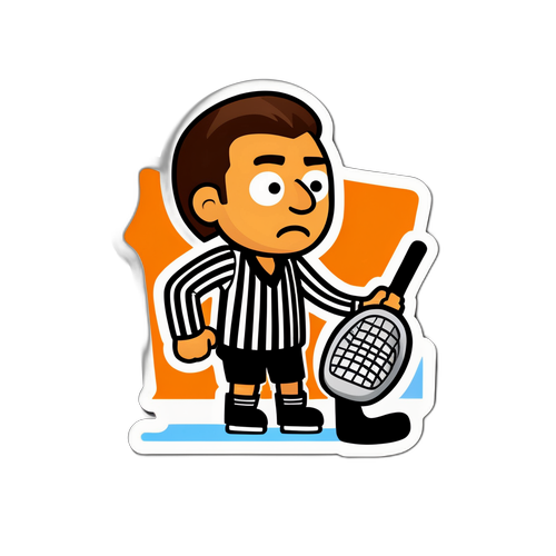 Sticker van een scheidsrechter in een hockeywedstrijd