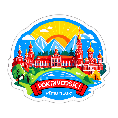 Стикер с яркой иллюстрацией Покровска