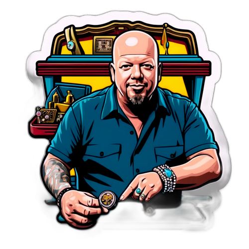 Nostalgisk klistremerke av Rick Harrison fra Pawn Stars