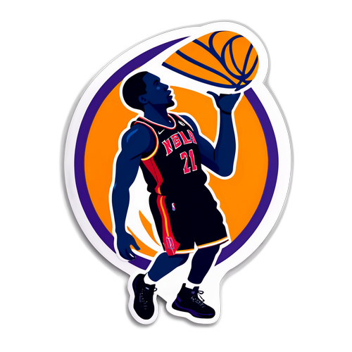 Stylischer NBA-Aufkleber mit Basketball-Silhouette