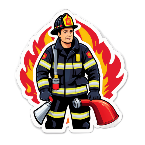 Stickers z Sławomirem Nocuń w mundurze strażaka