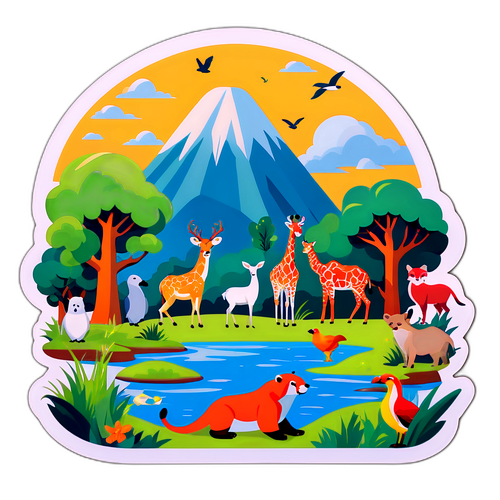 素晴らしい動物の共存のシーン