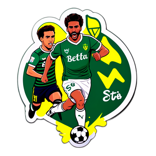 Aufkleber der kämpfenden Fußballer von Betis und Villarreal