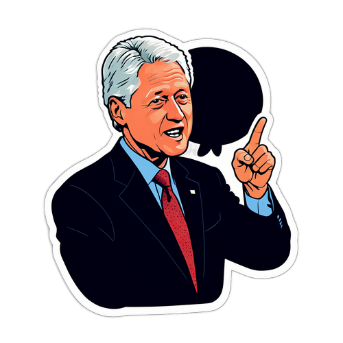 Silueta Billa Clintona s citátem