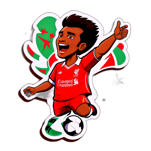 리버풀 유니폼을 입고 골을 넣는 순간의 캐릭터