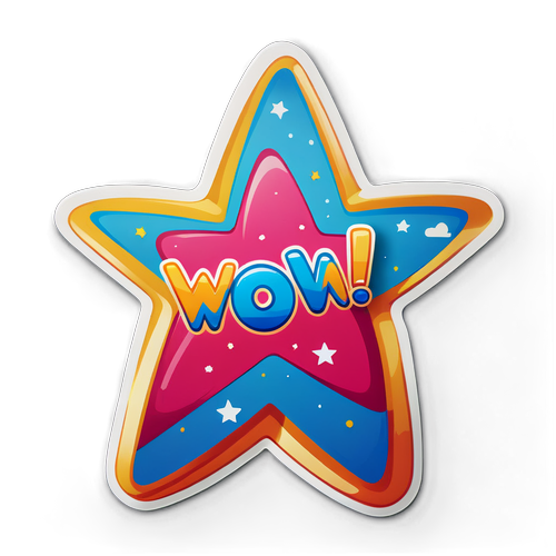 Cute Star with "Wow" Text