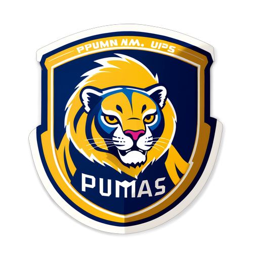 Sticker con el logo de Pumas UNAM y el eslogan 'Vamos Pumas, Nunca te Rindas'