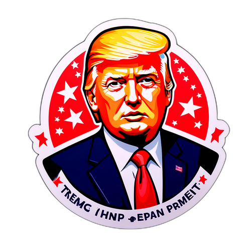 Наклейка, символизирующая Трампа как символ свободного рынка и новых возможностей