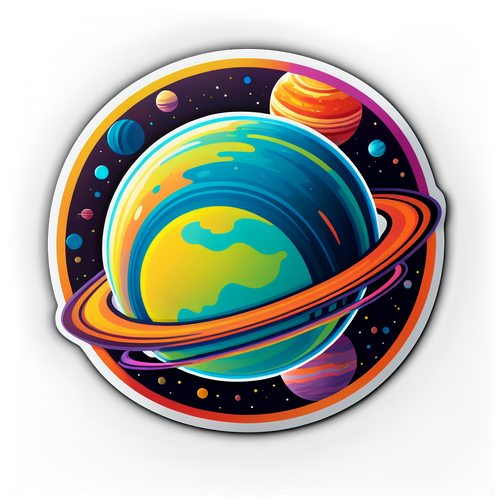 Artistieke sticker van een exoplaneet