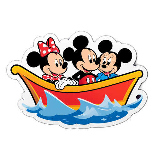 Autocollante de Mickey et Minnie sur un bateau Disney