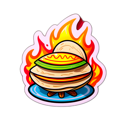 Autocollante humoristique de tortillas dansantes autour d'un feu