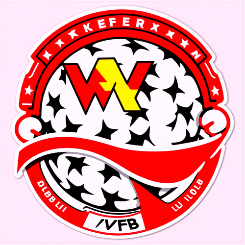 Fröhlicher VfB Sticker mit Vereinslogo und Fanmotiven