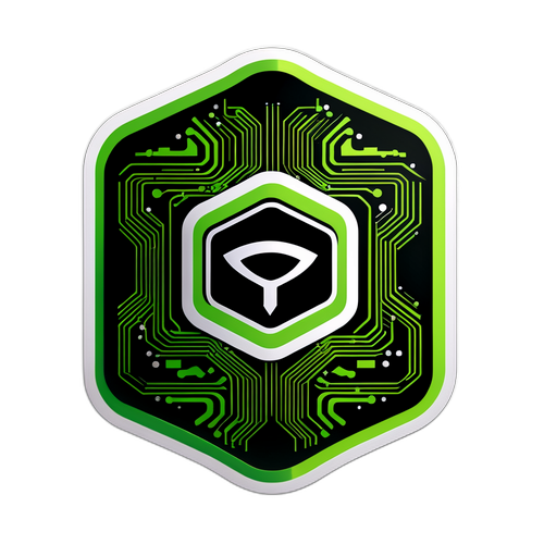 Futuristinen graafinen taide NVIDIA-logolla ja elektroniikkapiireillä