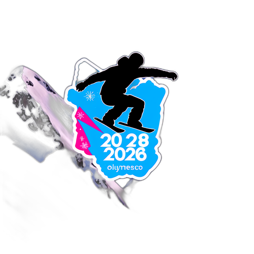Silueta snowboardisty s textem „2026 Zimní olympiáda“