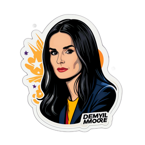 Nálepka s historickými prvky a moderním designem Demi Moore