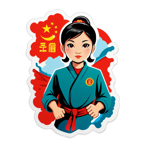 结合人工智能与新中国工人斗志的贴纸