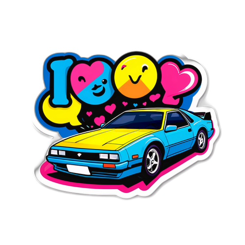 Стикер в стиле поп-арт с текстом "Я люблю Zeekr 8x"