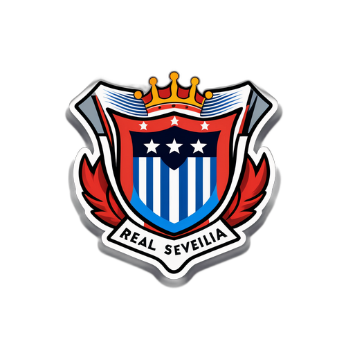 Стильний логотип матчів Реал Сосьєдад та Севілья на фоні драматичного стадіону з завиючими вітрами