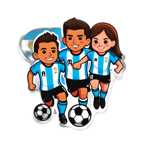 Lekfull klistermärke av fotbollsmatch med argentinska karaktärer