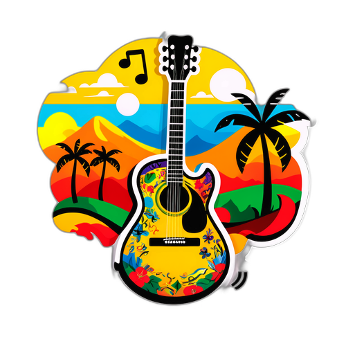 Guitarra Cubana con Notas Musicales