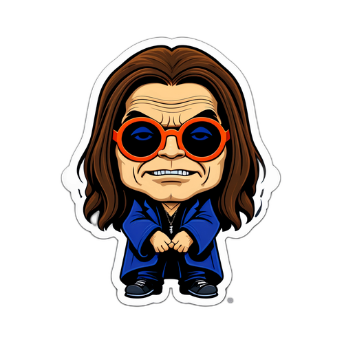 Humoristisk klistremerke av en cartoonversjon av Ozzy Osbourne