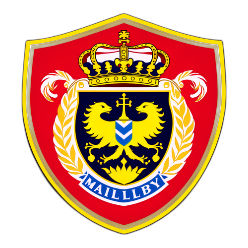 Mjällby AIFs våpenskjold med kunstnerisk bakgrunn