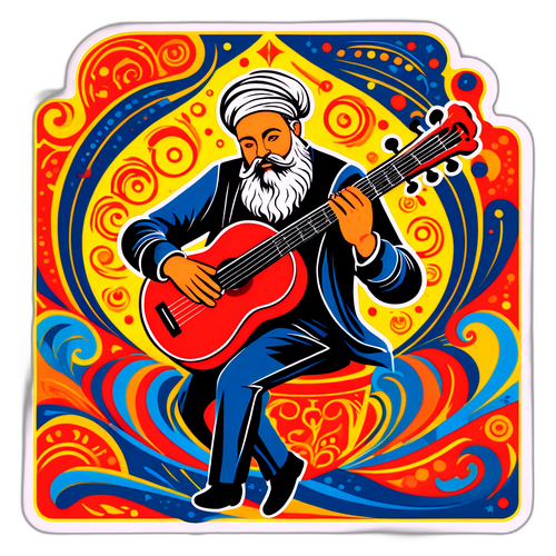 Pócs János játszik egy egyedi hangszerrel, virágzó mintákkal és magyar népművészeti hatásokkal