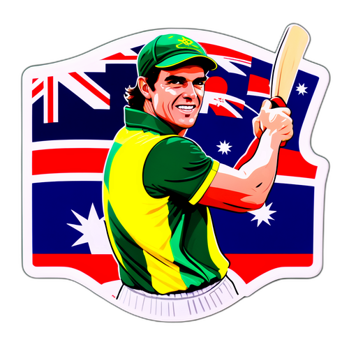 पैट कमिंस की क्रिकेट एक्शन मुद्रा में स्टिकर