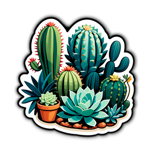 Botanical Succulent and Cacti Sticker