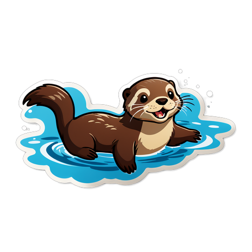 Playful Otter Floating Sticker