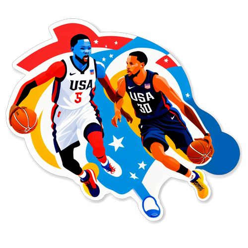 Game On! Witness Stephen Curry and Kevin Durant Dominate in This Electric Team USA vs. Serbia Sticker!