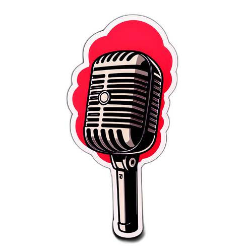מדבקה מינימליסטית עם מיקרופון ישן