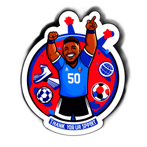 Thiết kế nhãn dán cầu thủ ăn mừng với người hâm mộ