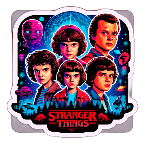 Samolepky ze Stranger Things 5 v retro stylu