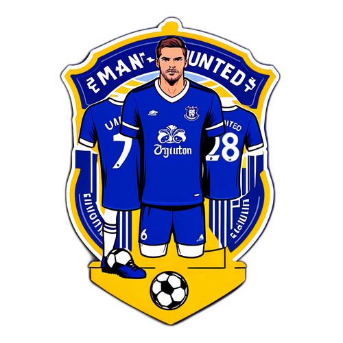 Fotbalová branková zóna s nápisem 'Man United – Everton'