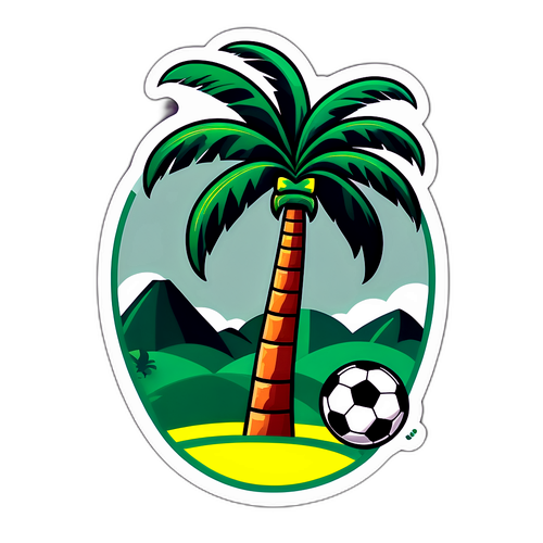 Pohon Palma yang Whimsikal dengan Padang Bola Sepak