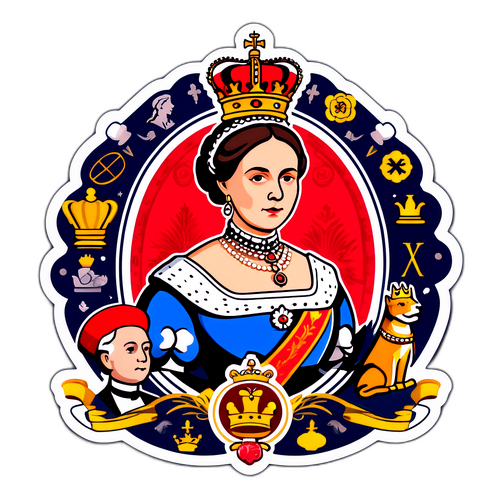 Queen Victoria med symboler för hennes regeringstid