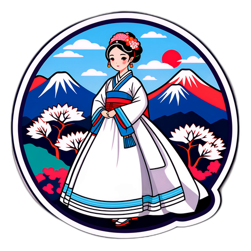 전통 한국 신부 스티커