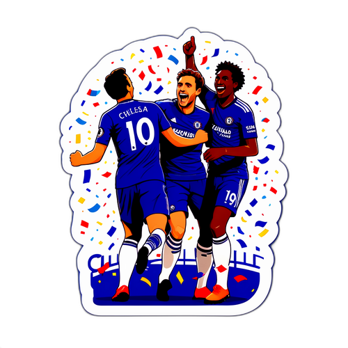 Chelsea FC-mästarsticker med målfirande