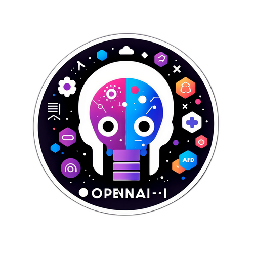 Логотип OpenAI з іконками, пов'язаними з штучним інтелектом