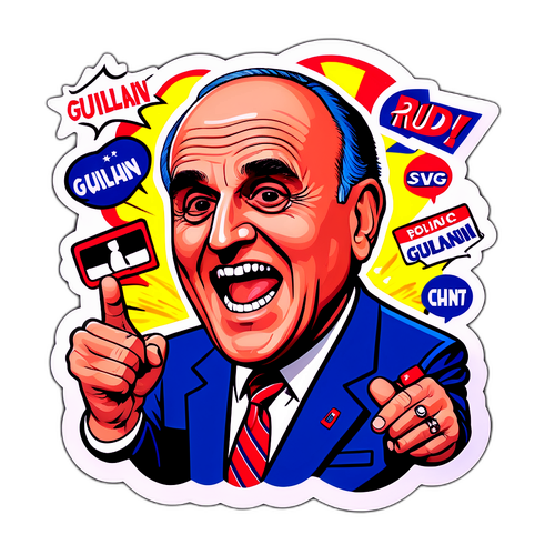 Satirisk klistremerke av Rudy Giuliani