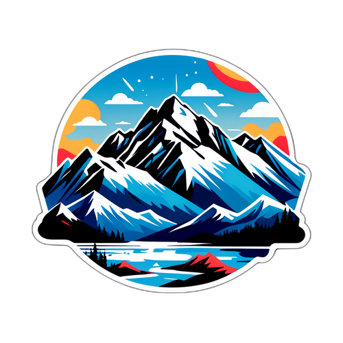 阿拉斯加山脈抽象風格景觀貼紙