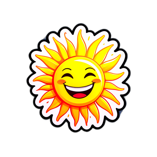 陽の光と笑顔のキャラクターのステッカー