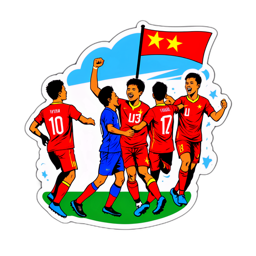 Stiker Pemain U-23 Vietnam Merayakan Gol